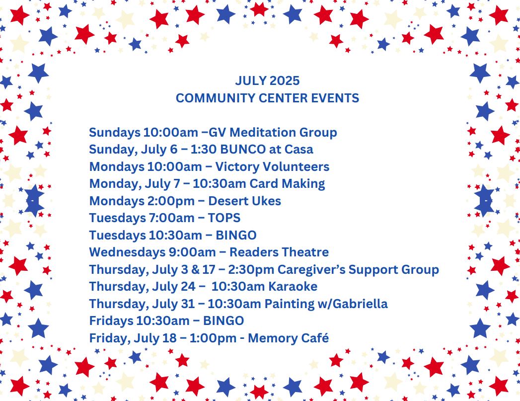 La Posada Community Center Activities - July 2025